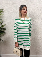 ÇİZGİLİ SWEAT TUNİK YEŞİL BEYAZ