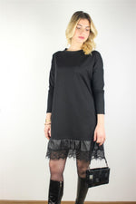 DANTEL DETAYLI SİYAH ELBİSE