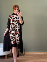 DEGAJE YAKA ASİMETRİK KESİM TUNİK LEOPAR  DESEN