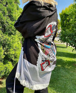DESENLİ OVERSİZE KAFTAN SİYAH