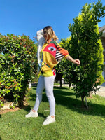 Desenli ve Meçli Oversize Gömlek Beyaz