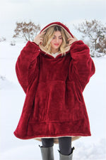 DEV POLAR SWEAT KREM VE BORDO