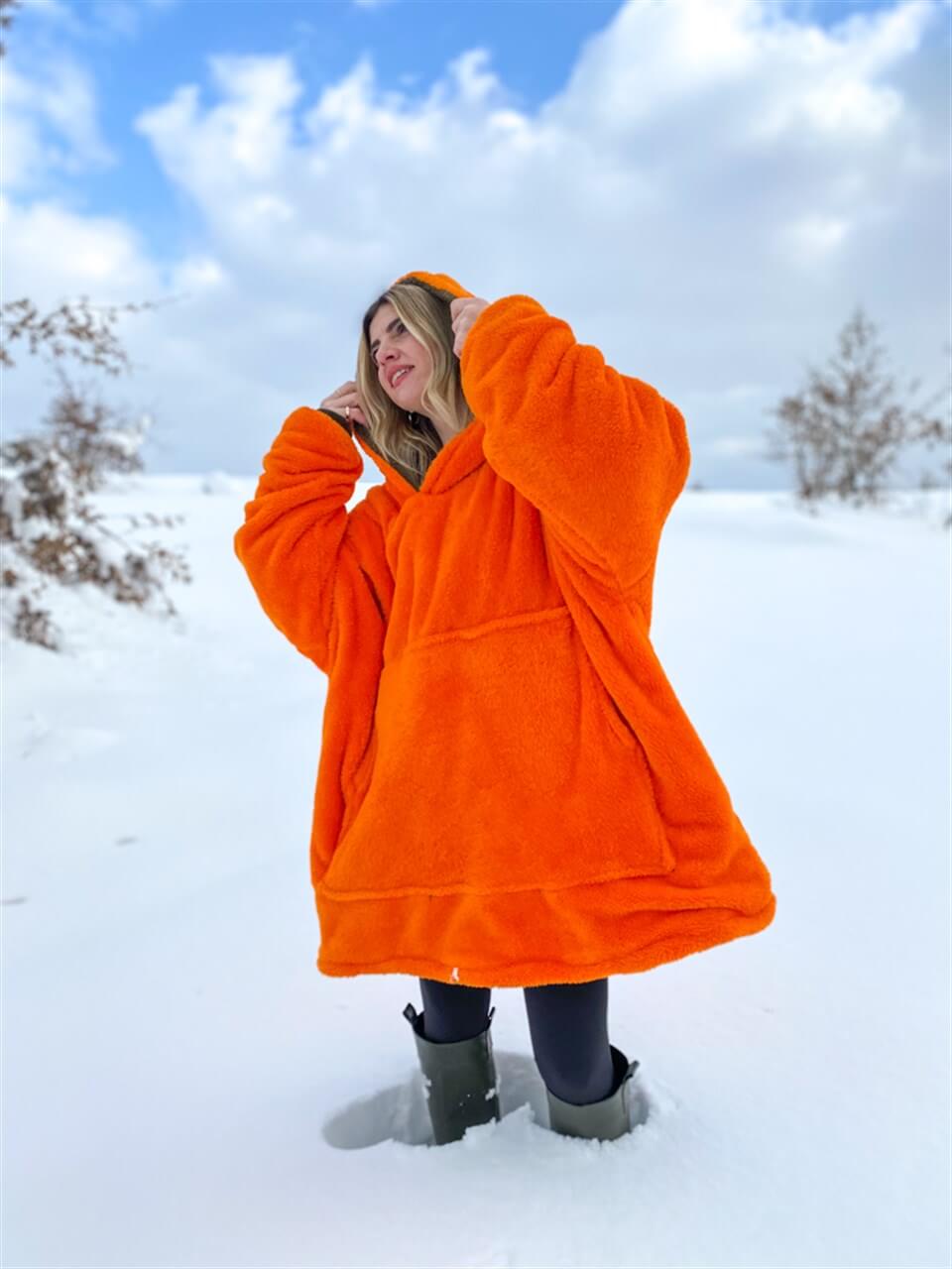 DEV POLAR SWEAT TURUNCU VE HAKİ