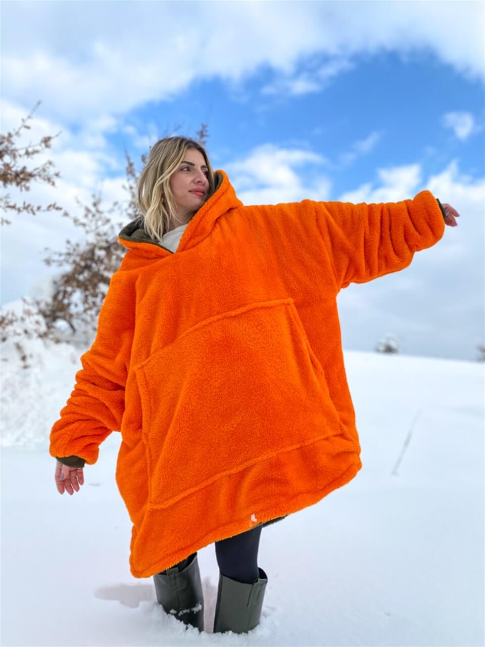 DEV POLAR SWEAT TURUNCU VE HAKİ