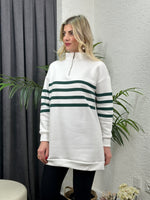 DİK YAKA FERMUARLI ÜÇ İPLİK SWEATSHIRT ZÜMRÜT