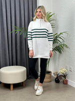 DİK YAKA FERMUARLI ÜÇ İPLİK SWEATSHIRT ZÜMRÜT