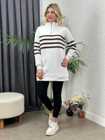 DİK YAKA FERMUARLI ÜÇ İPLİK SWEATSHIRT KAHVE