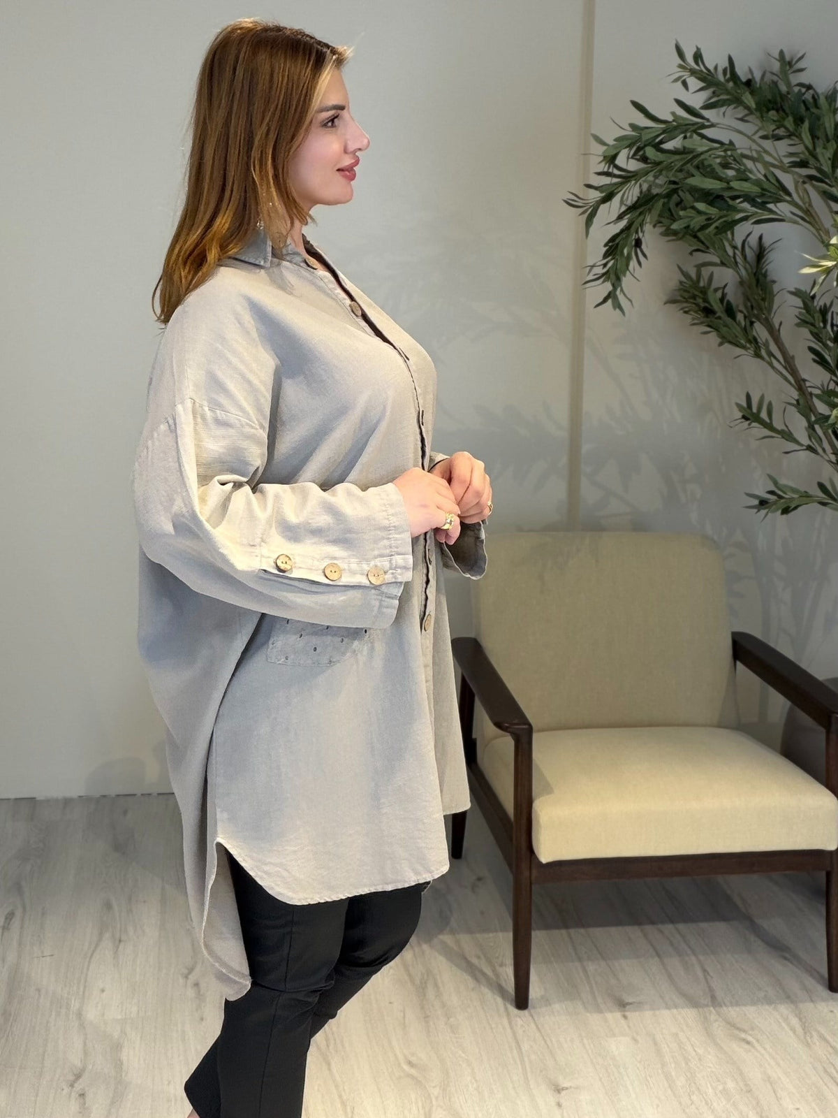 AceSo Atelier | Natura Fisto Keten Gabardin Tunik Vizon