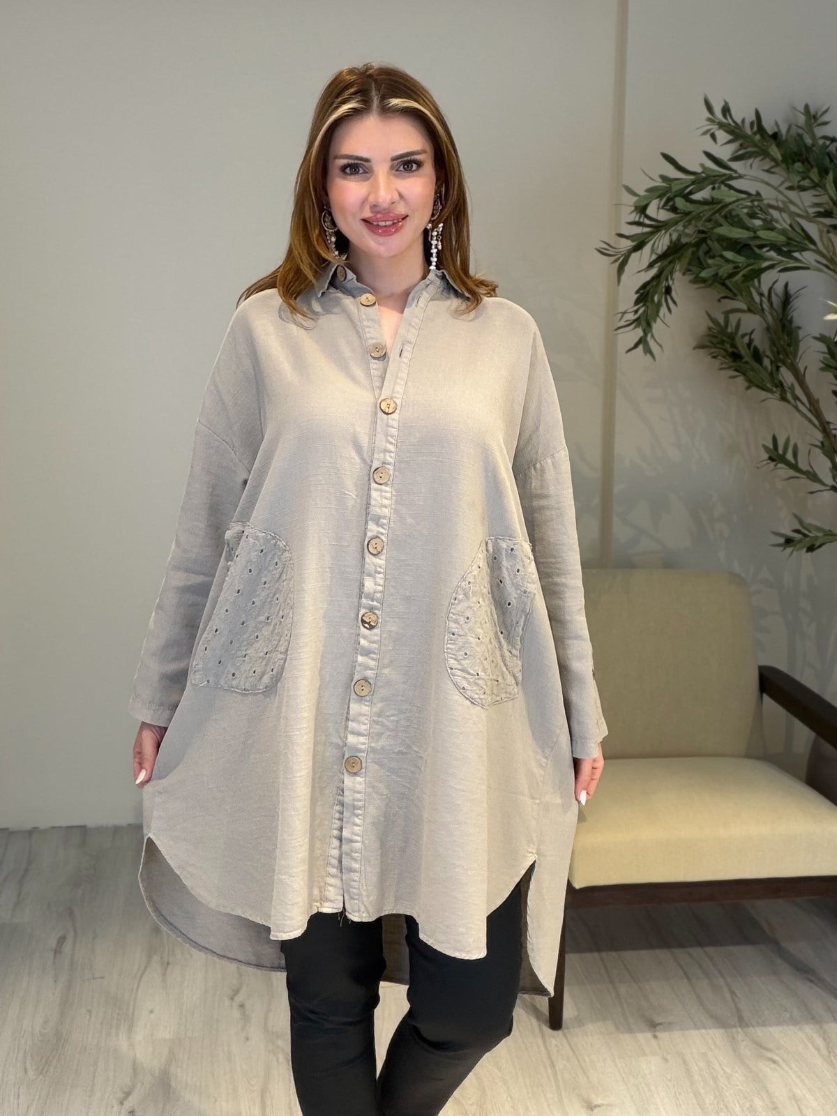 AceSo Atelier | Natura Fisto Keten Gabardin Tunik Vizon