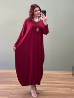 ETEK UCU ÇIT ÇITLI BALON ELBİSE BORDO