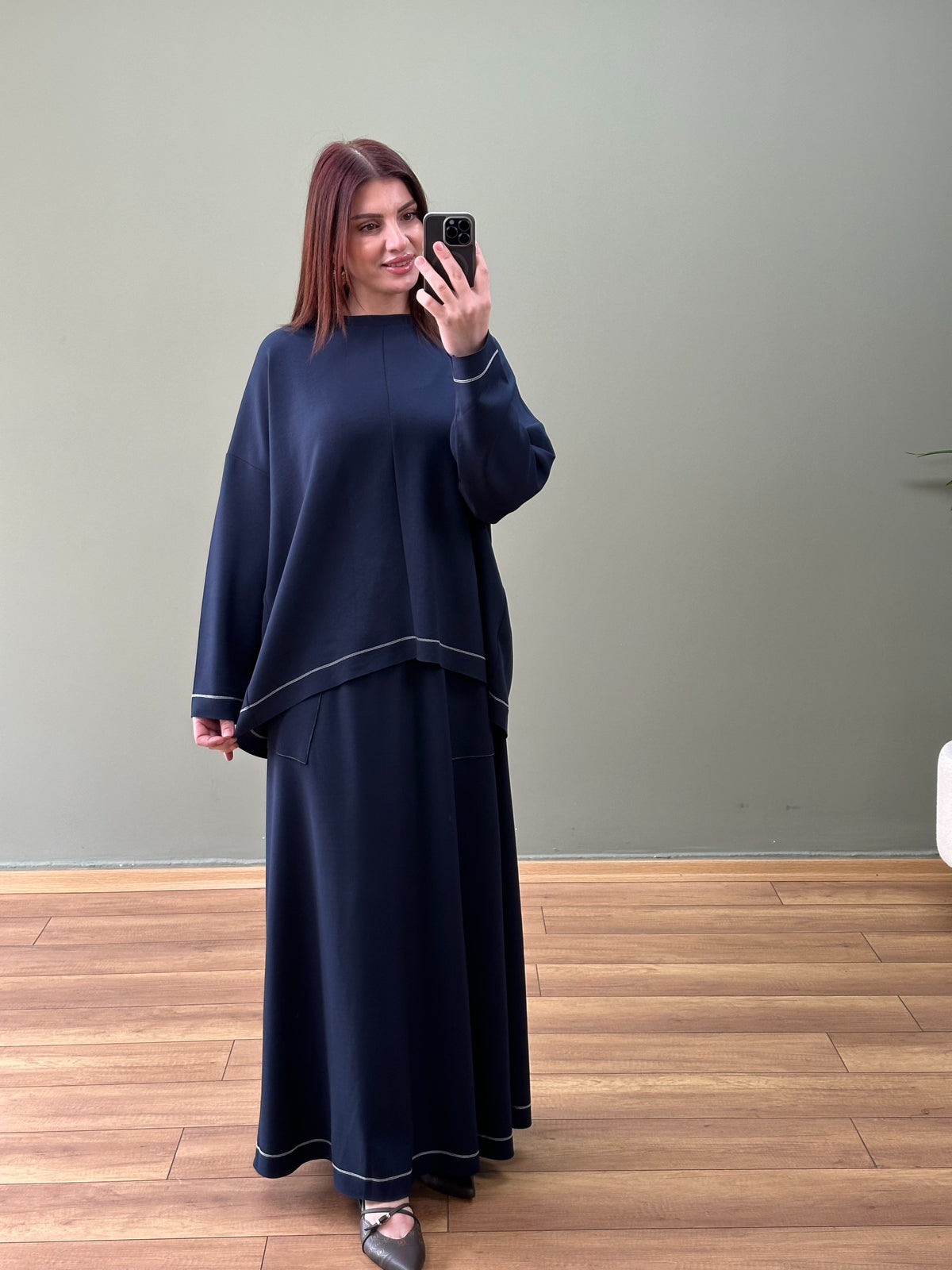 ETEKLİ İKİ İPLİK TAKIM LACİVERT