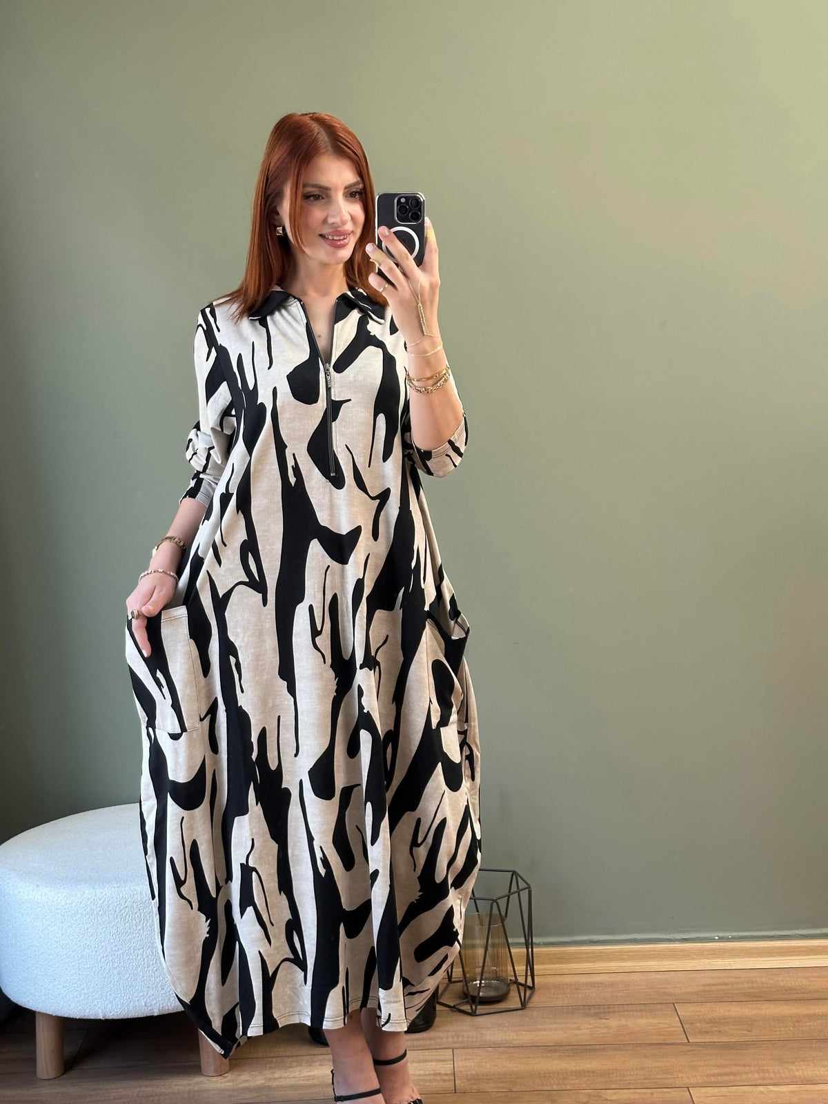 FERRMUAR YAKA TORBA CEP ZEBRA DESEN
