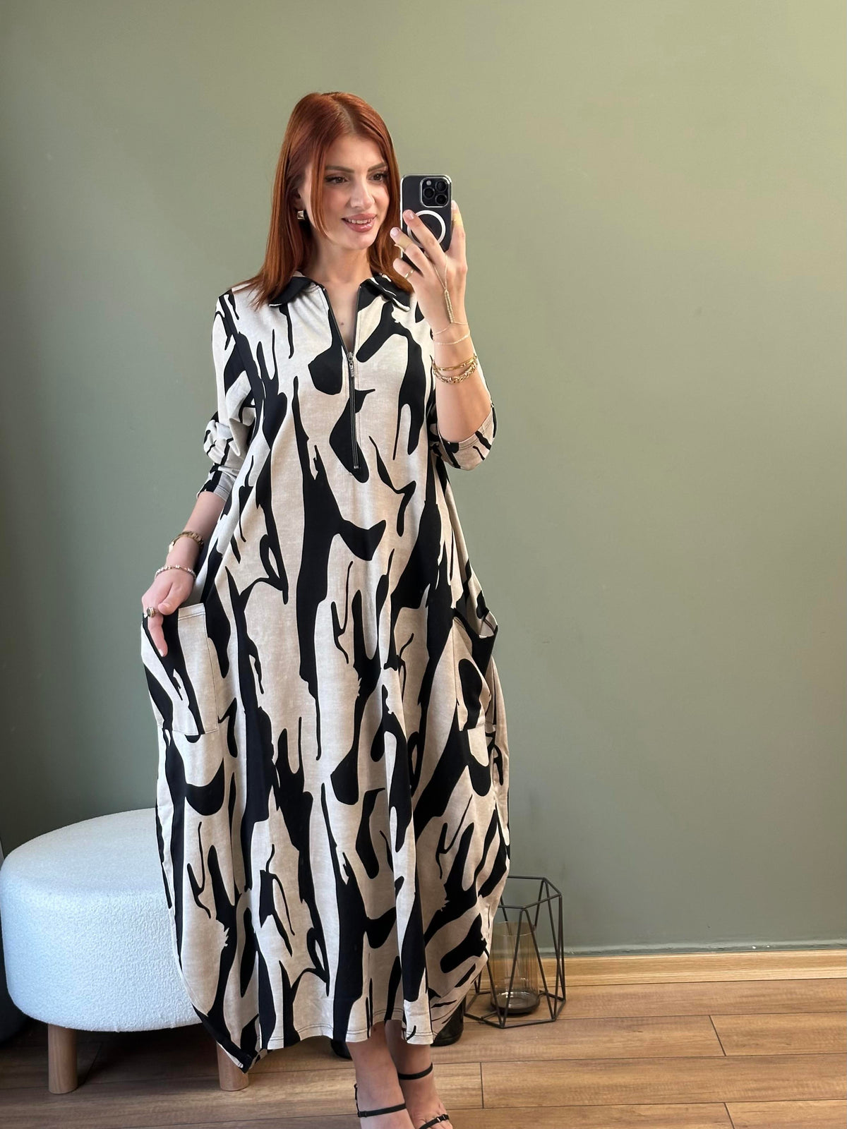 FERRMUAR YAKA TORBA CEP ZEBRA DESEN