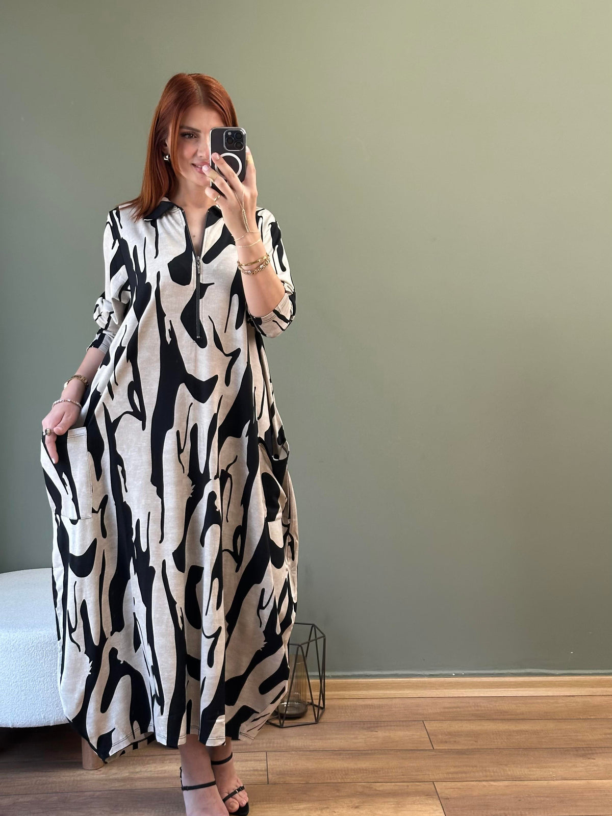FERRMUAR YAKA TORBA CEP ZEBRA DESEN