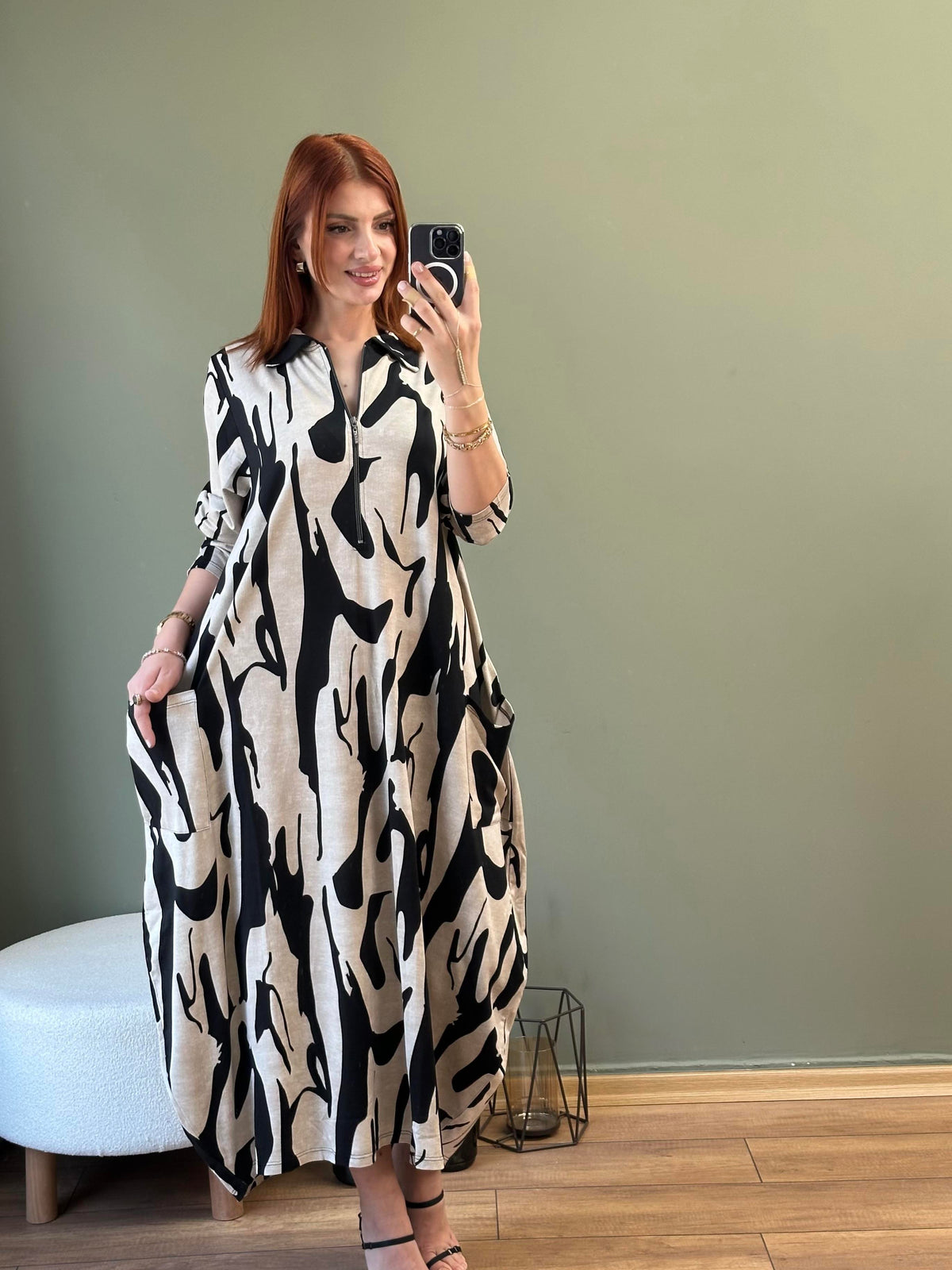 FERRMUAR YAKA TORBA CEP ZEBRA DESEN