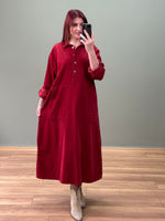 FİTİLLİ KADİFE ELBİSE BORDO