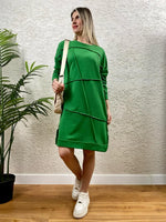 GEOMETRİK DİKİŞLİ ARMALI SWEAT TUNİK YEŞİL