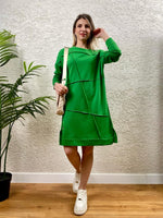 GEOMETRİK DİKİŞLİ ARMALI SWEAT TUNİK YEŞİL