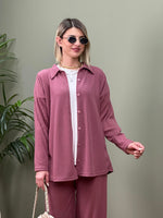 GÜL RENGİ FİTİLLİ GÖMLEK PANTOLON TAKIM