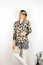 GÜPÜR DETAYLI BLUZ LEOPAR
