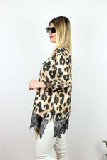 GÜPÜR DETAYLI BLUZ LEOPAR