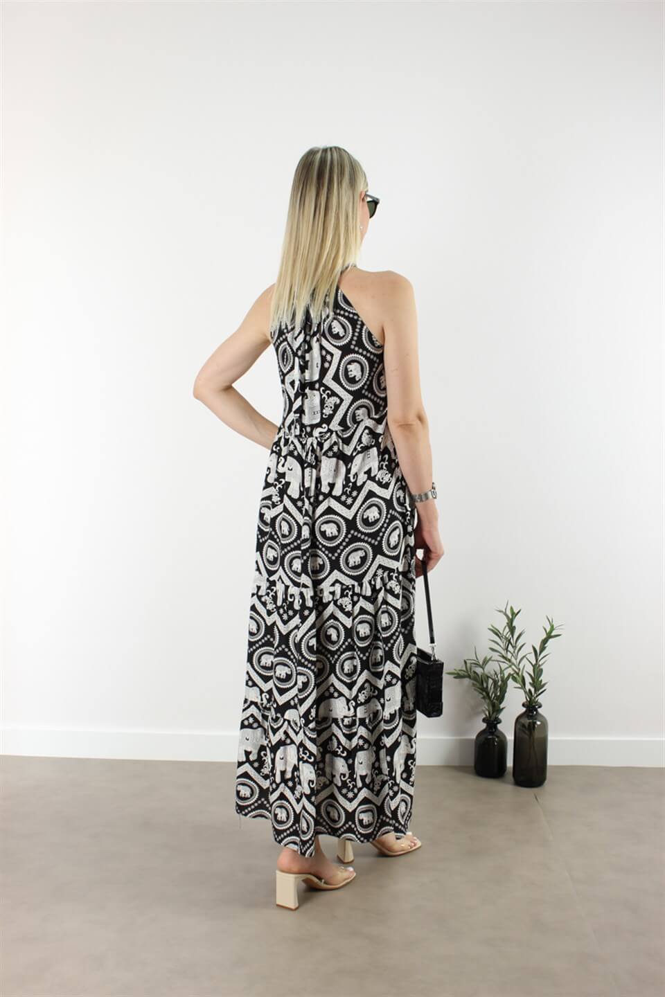 HALTER YAKA VİSKON ELBİSE MODEL 1