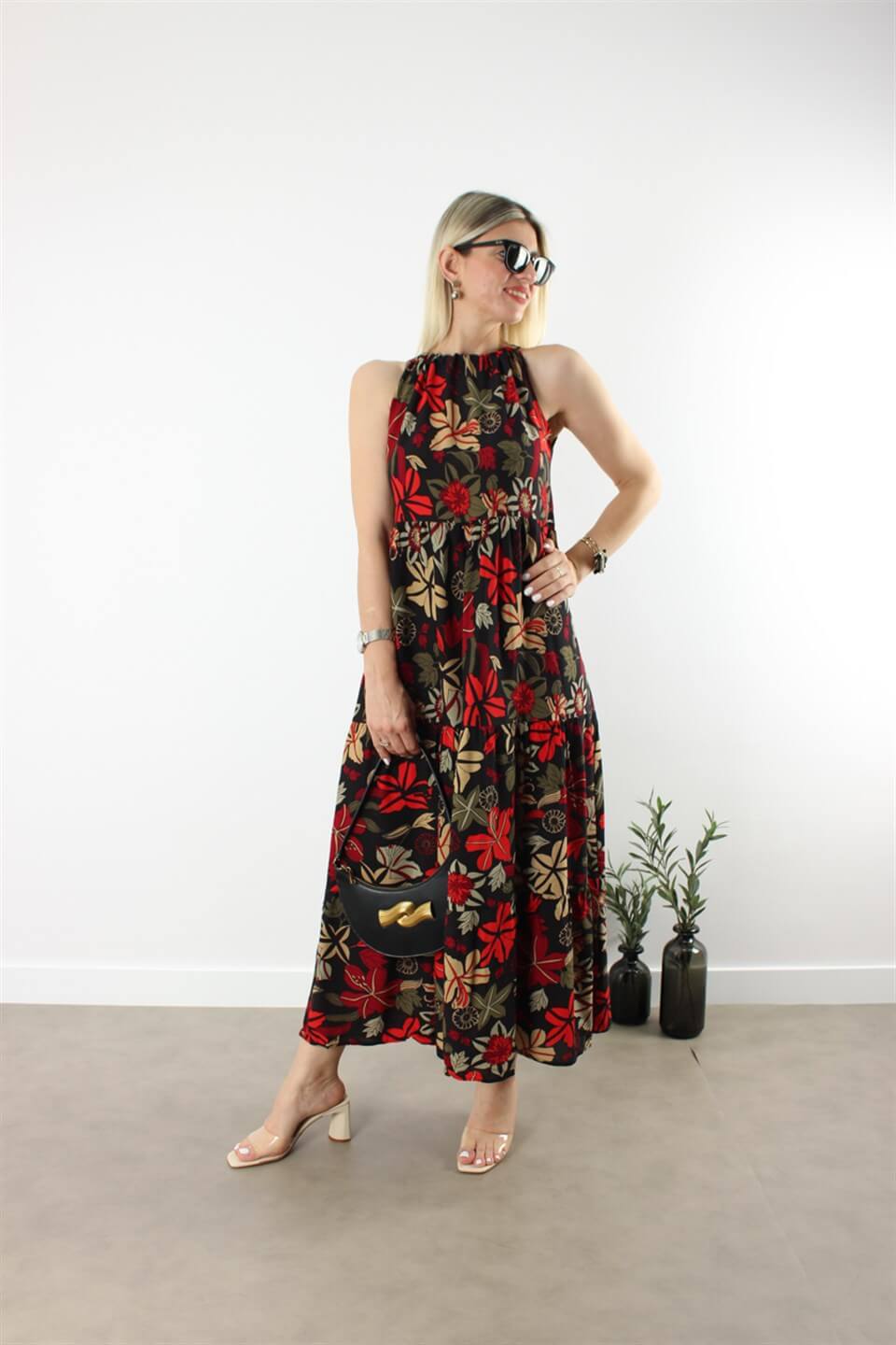 HALTER YAKA VİSKON ELBİSE MODEL 3
