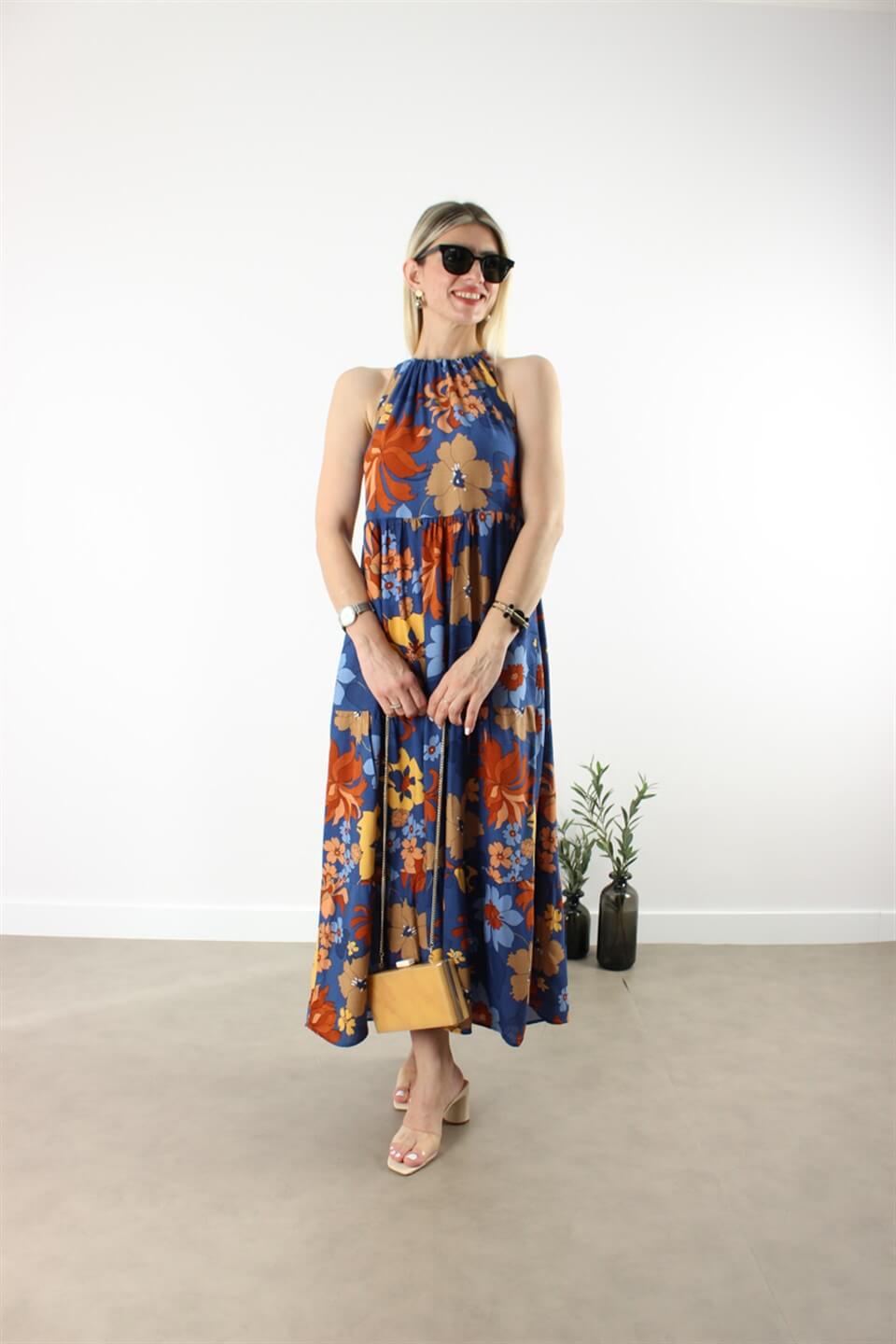 HALTER YAKA VİSKON ELBİSE MODEL 5