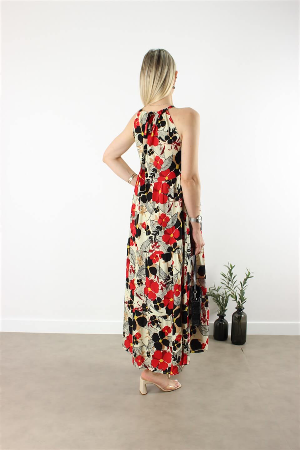 HALTER YAKA VİSKON ELBİSE MODEL 6