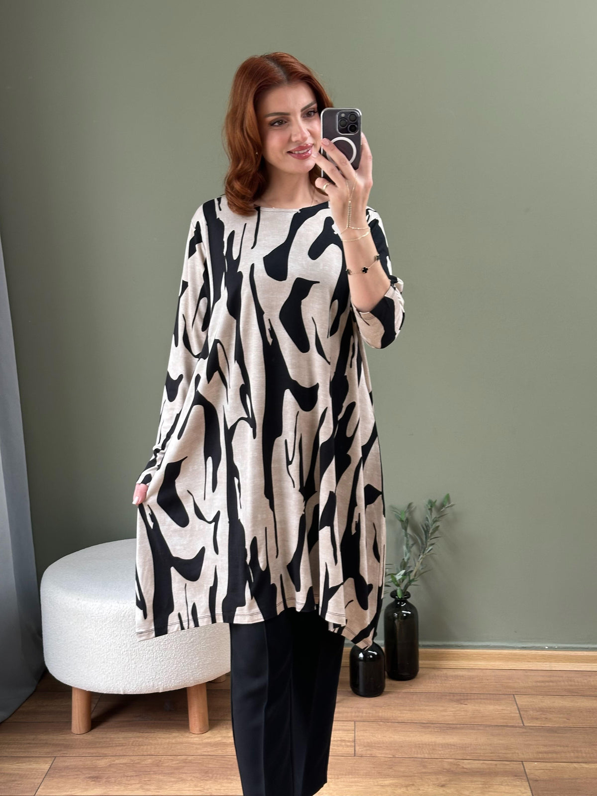İKİ İPLİK PAMUKLU TUNİK ZEBRA  DESEN