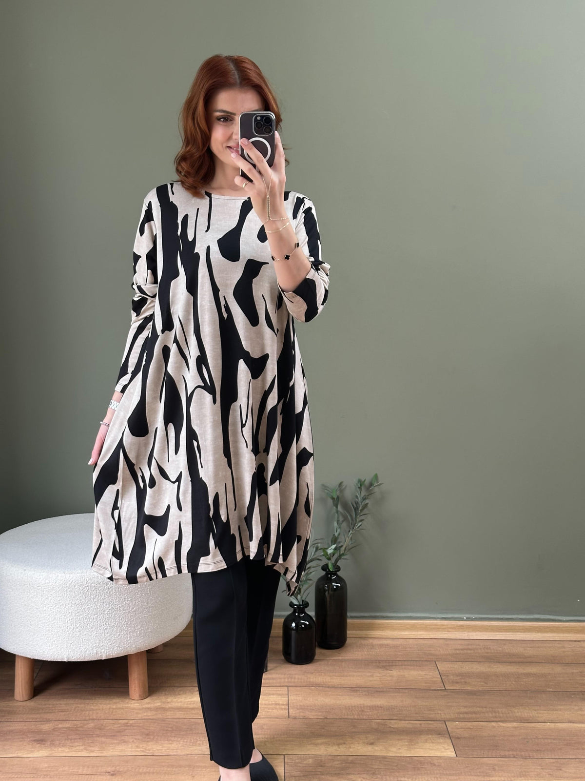 İKİ İPLİK PAMUKLU TUNİK ZEBRA  DESEN