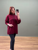 İKİ İPLİK YAKA FERMUARLI TUNİK BORDO
