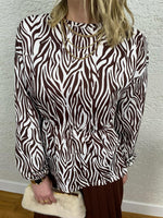 İKİLİ TAKIM ETEK VE BLUZ ZEBRA DESEN KAHVE