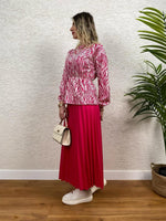 İKİLİ TAKIM ETEK VE BLUZ ZEBRA DESEN PEMBE