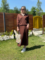 İKİLİ TAKIM ETEK VE SWEAT KAHVE