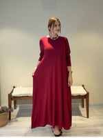 INFINITY A Kesim Elbise | % 100 Pamuk Penye Bordo