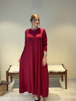 INFINITY A Kesim Elbise | % 100 Pamuk Penye Bordo