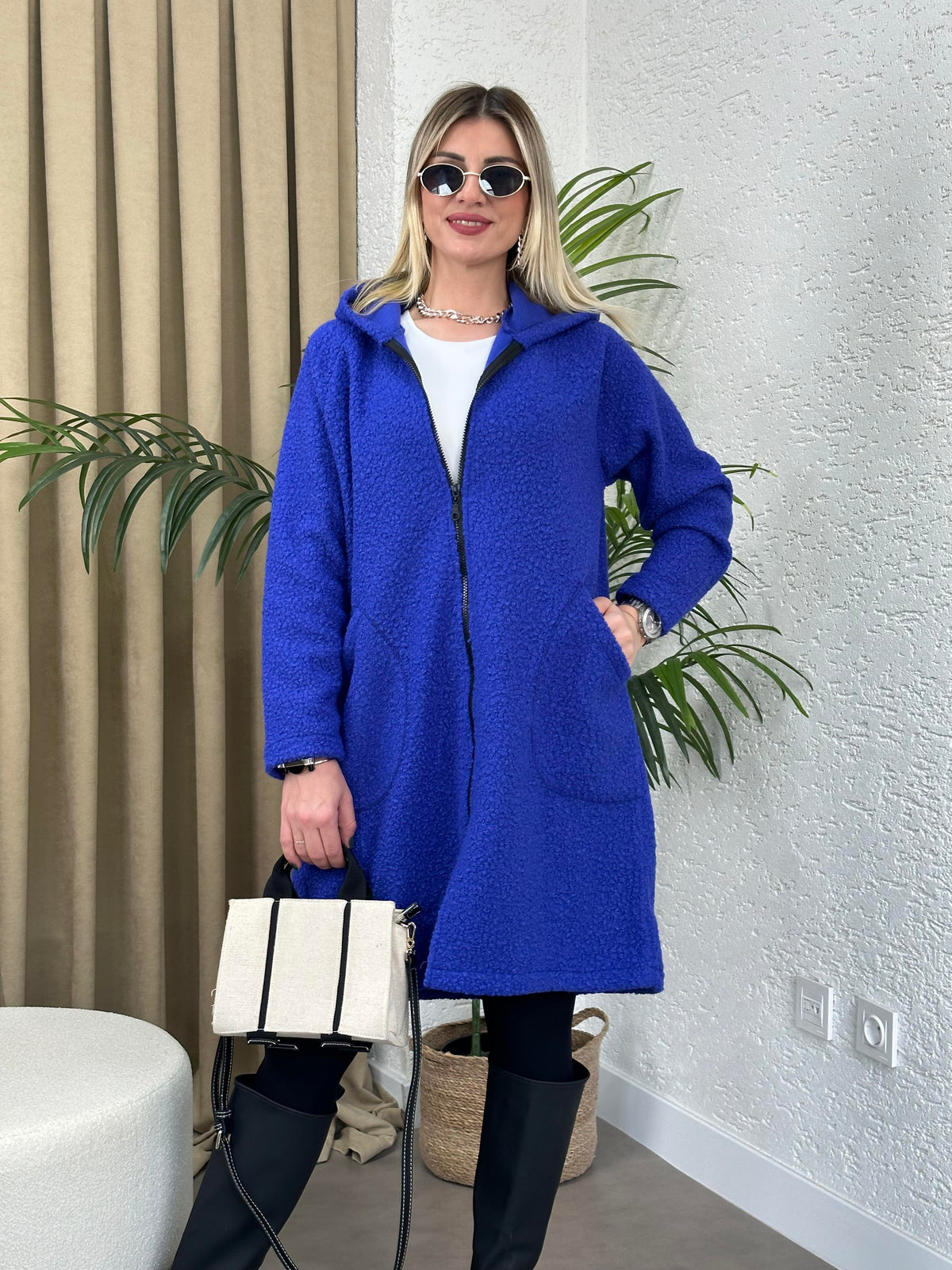 İTALYAN BUKLET KABAN SAKS MAVİ