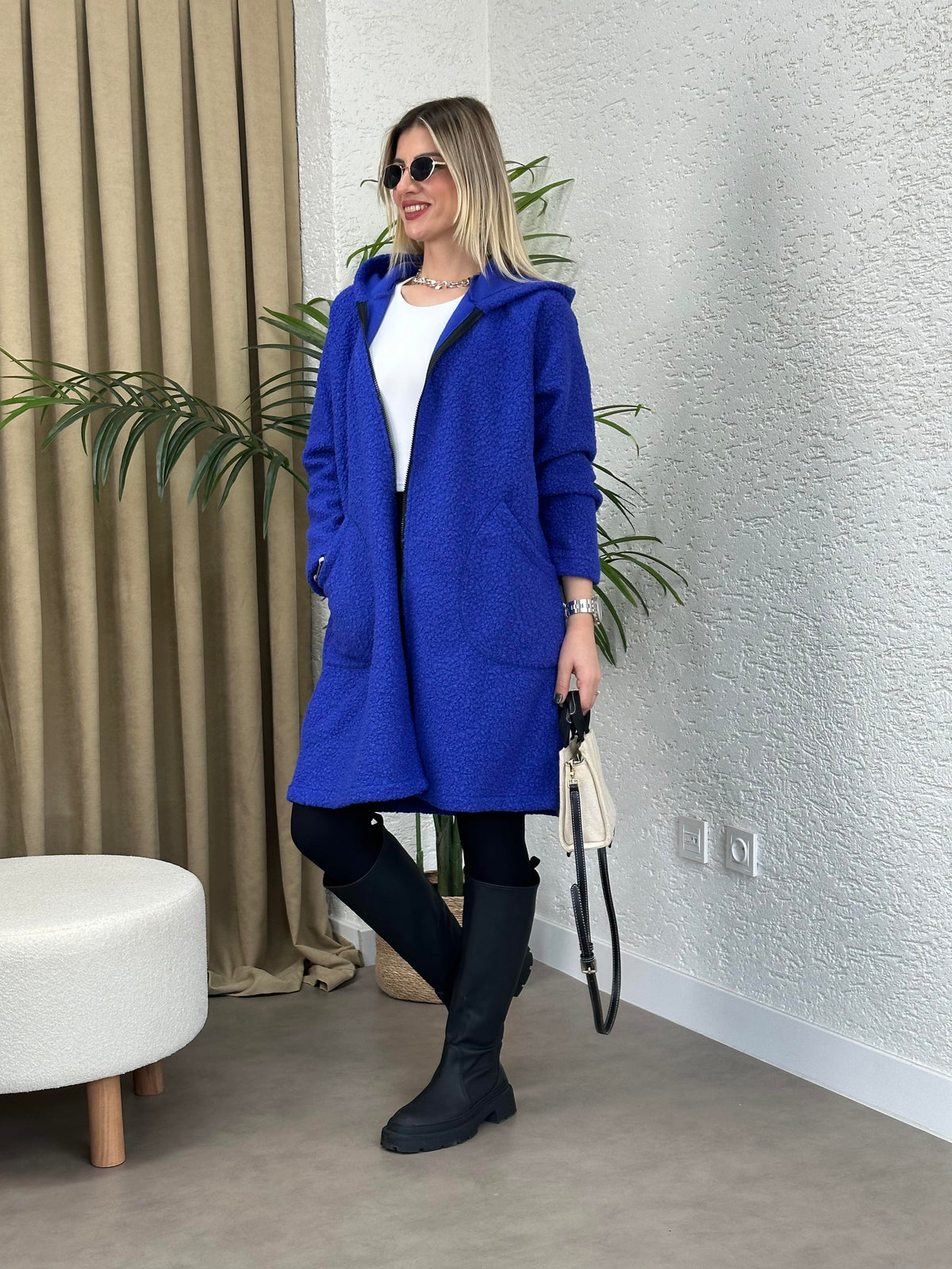 İTALYAN BUKLET KABAN SAKS MAVİ