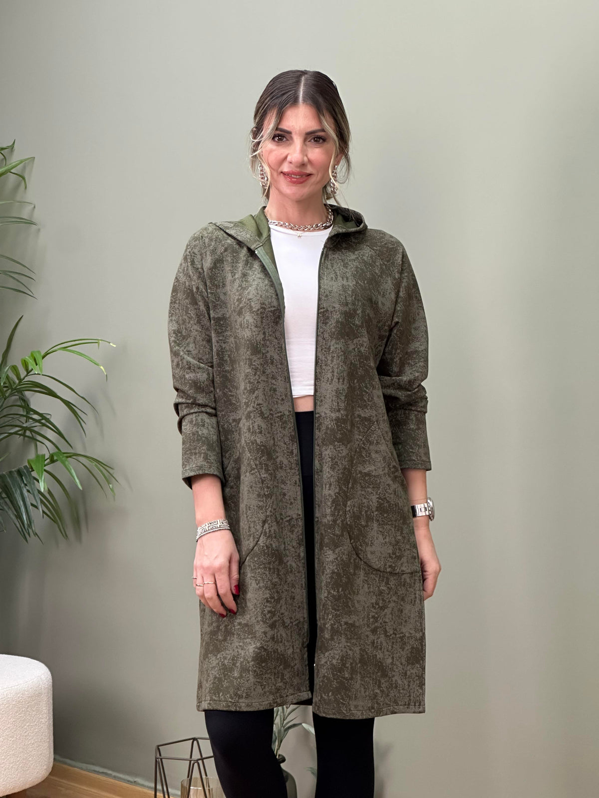 İTALYAN DİJİTAL BASKILI SWEAT CEKET HAKİ