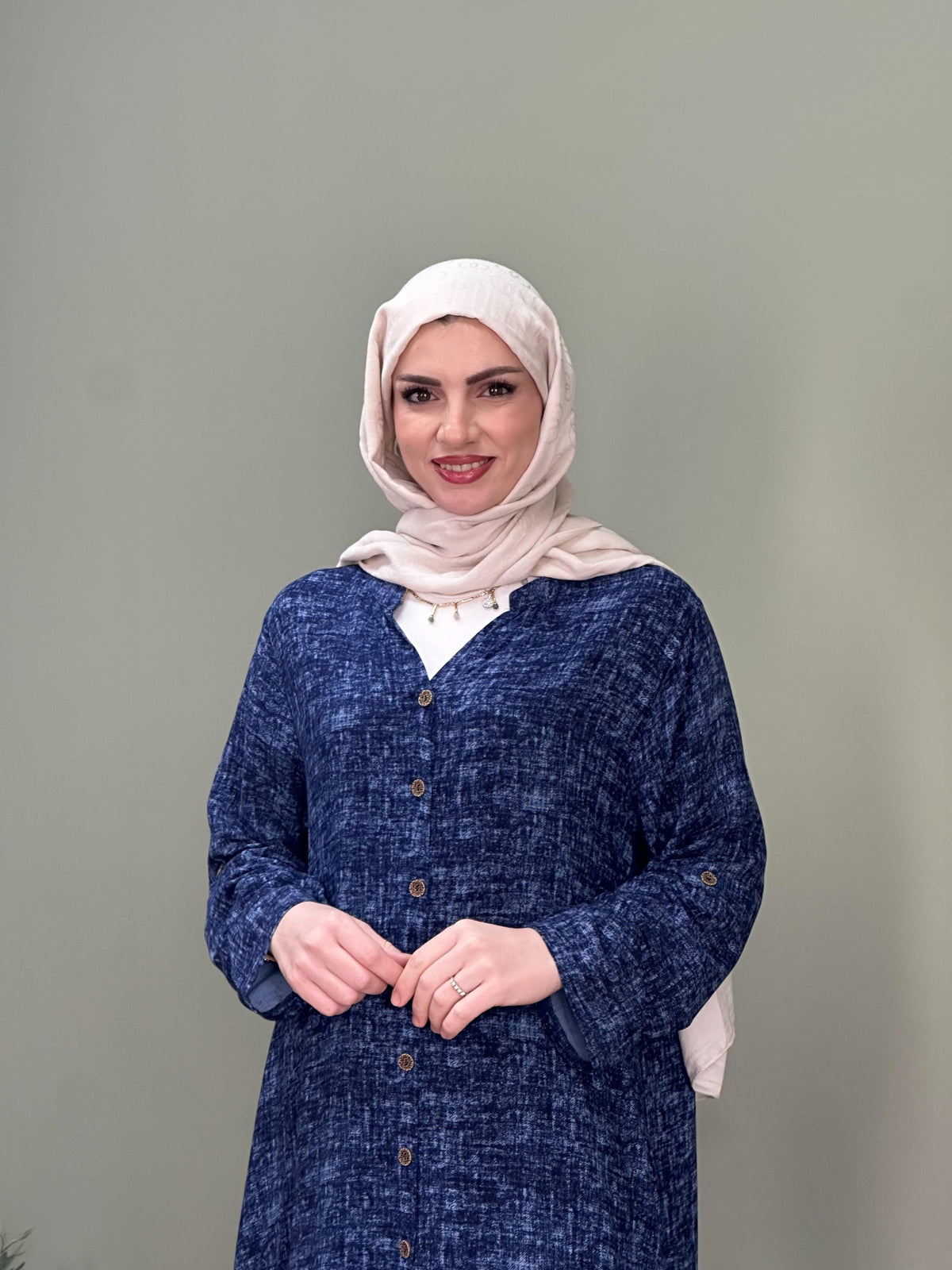 İTALYAN VİSKON BOYDAN DÜĞMELİ ELBİSE LACİVERT