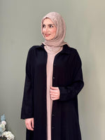 İTALYAN VİSKON BOYDAN DÜĞMELİ GÖMLEK ELBİSE SİYAH