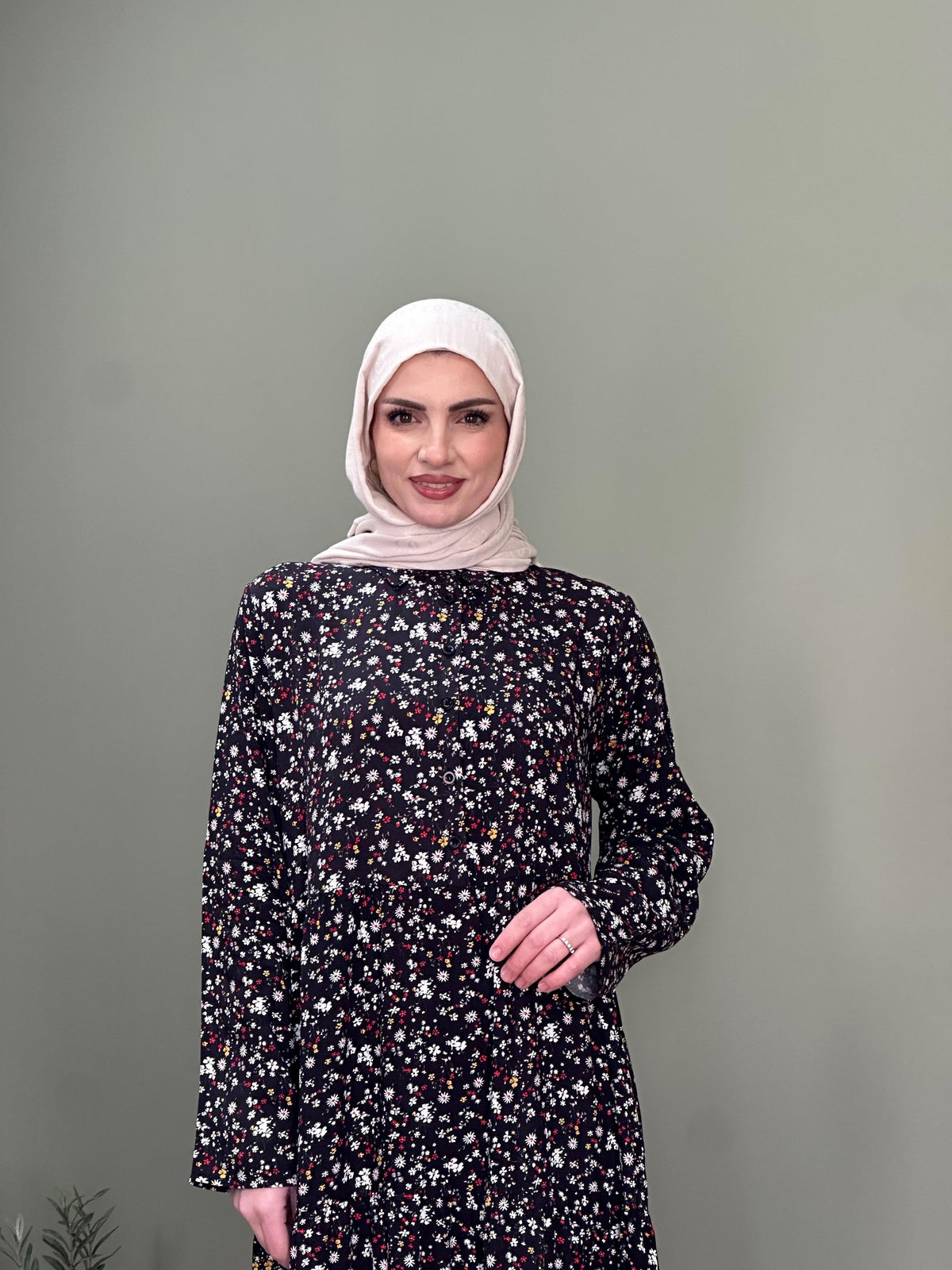 İTALYAN VİSKON ÇITIR DESEN GÖMLEK YAKA ELBİSE SİYAH