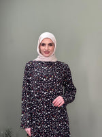 İTALYAN VİSKON ÇITIR DESEN GÖMLEK YAKA ELBİSE SİYAH