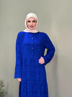 İTALYAN VİSKON GÖMLEK YAKA KOL KATLAMALI ELBİSE SAKS MAVİ