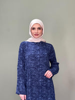 İTALYAN VİSKON GÖMLEK YAKA KOL KATLAMALI ELBİSE LACİVERT