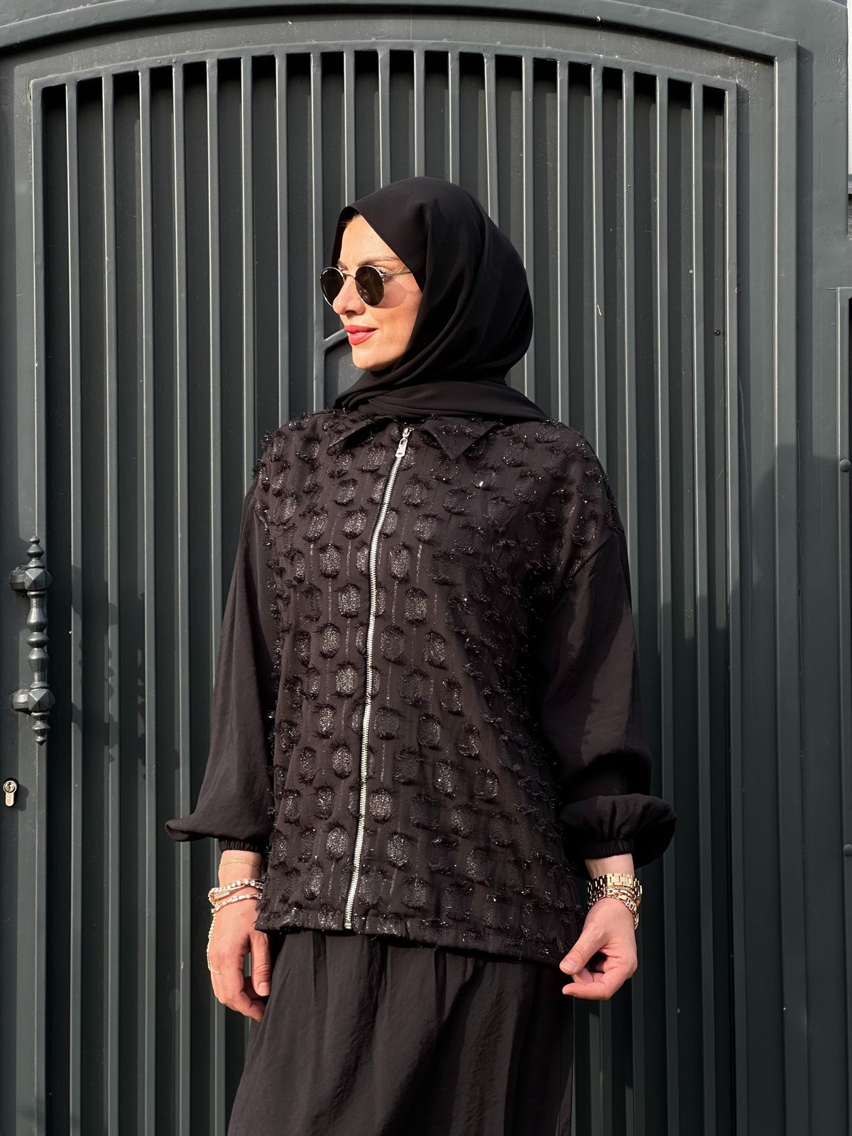 İthal %100 Pamuk tensel etek ceket takım siyah