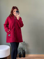 İthal fermuarlı buklet kaban bordo