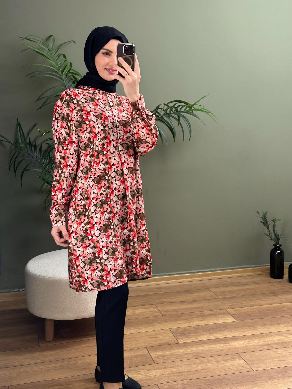 ITHAL MODEL GÖMLEK YAKA DÜĞMELİ CEPLİ ELBISE GÜL