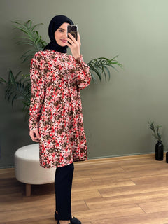 ITHAL MODEL GÖMLEK YAKA DÜĞMELİ CEPLİ ELBISE GÜL